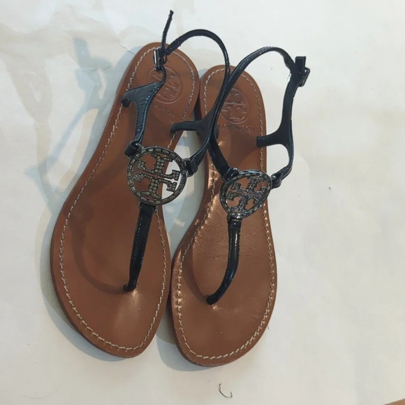 Tory Burch Miller rhinestone logo sandal summer flats - Picture 4 of 11